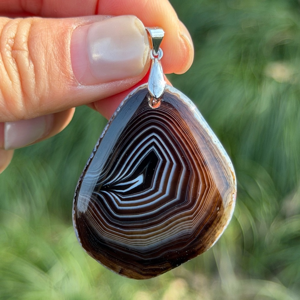 925 silver plated natural‎ onyx pendant 1005